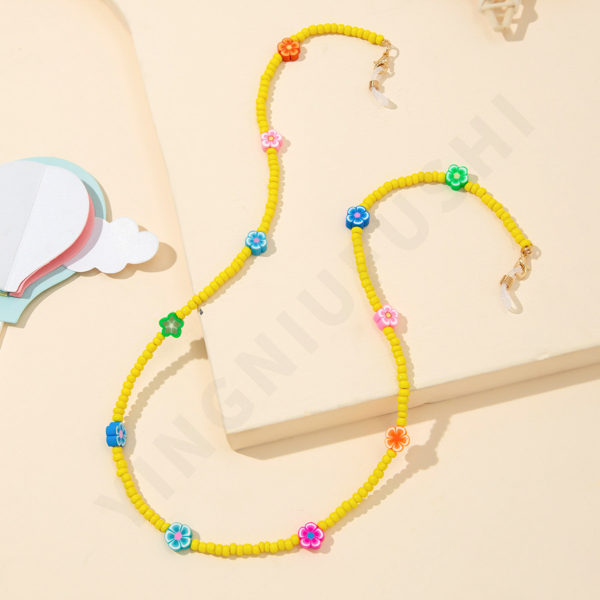 Mask Chain Holder - Trendiger Kristallblumen-Frucht-Anti-Rutsch-Maskenhalter Halskette Acryl-Fruchtperlen-Brillenkette Lanyard Neuer