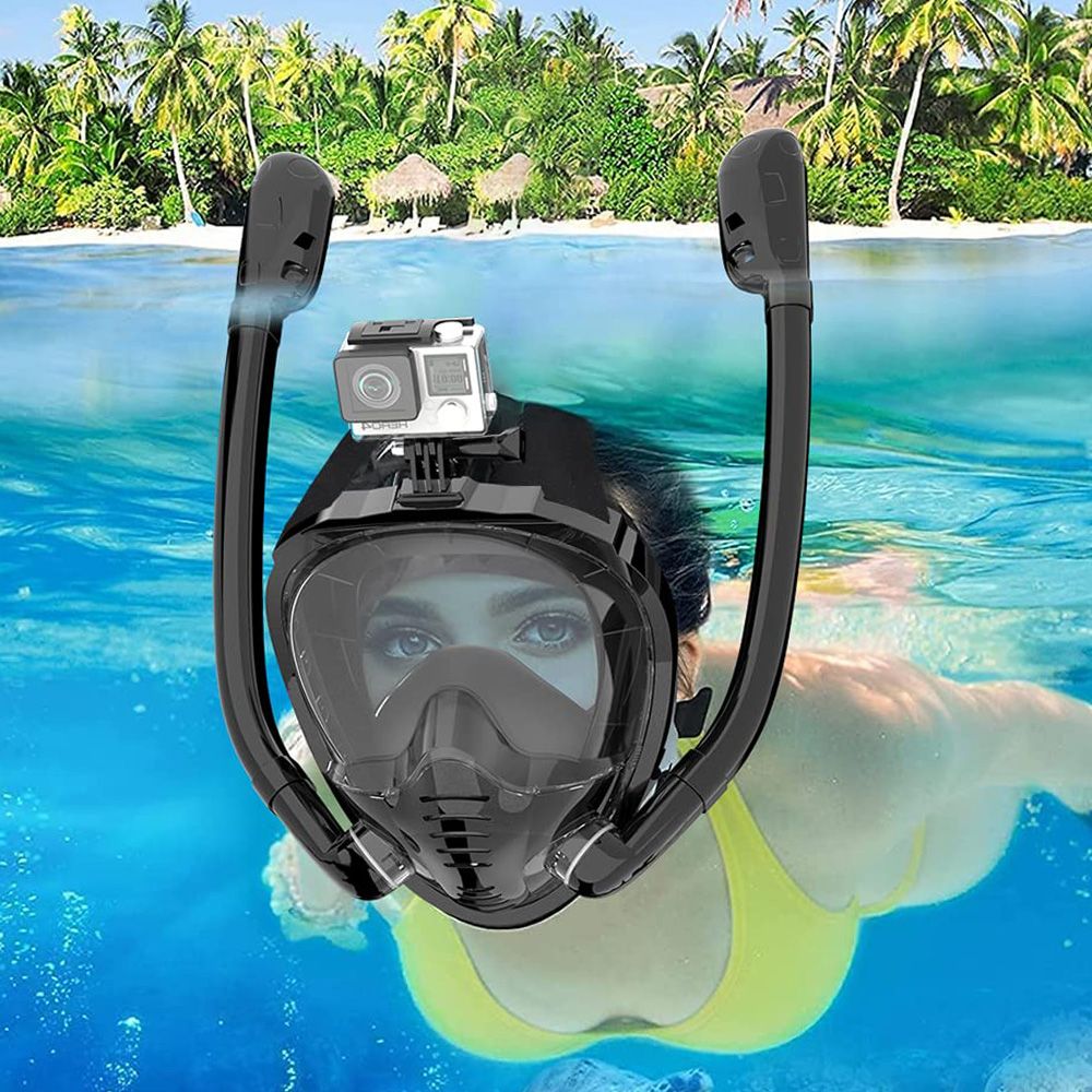 Anti Pollution Mask - Vollgesichts-Schnorchelmaske 180 ° Panoramablick, Silikon-Schnorchel-, Tauch-