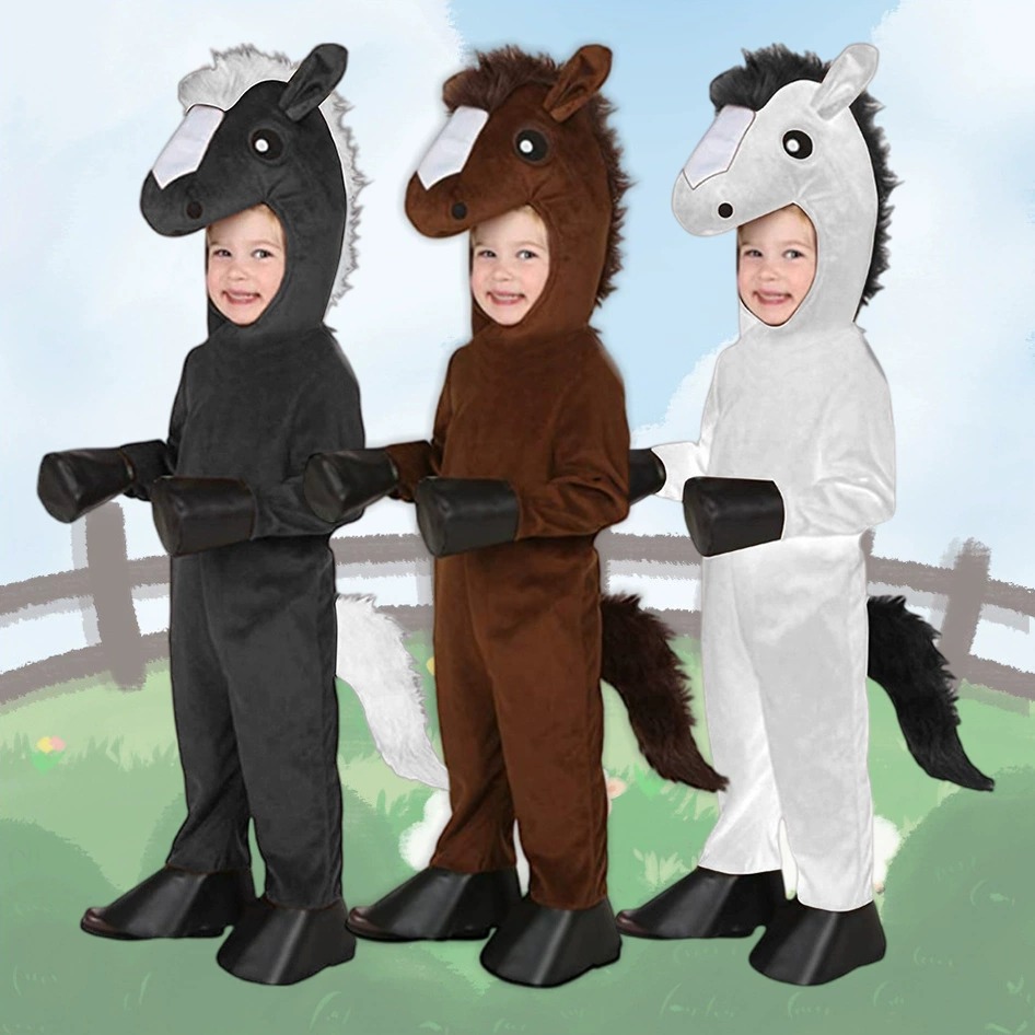 Black Face Mask Pack - Zoo Pferdemaske für Kinder Braun Schwarz